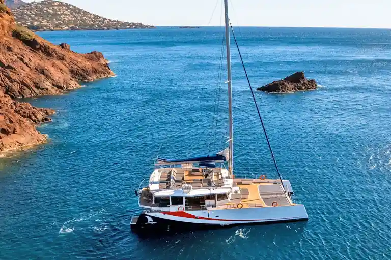 140 guest capacity boat rental at anchor near Saint-Tropez