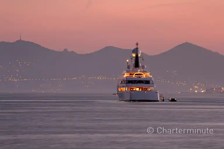 Cannes super yacht at anchor