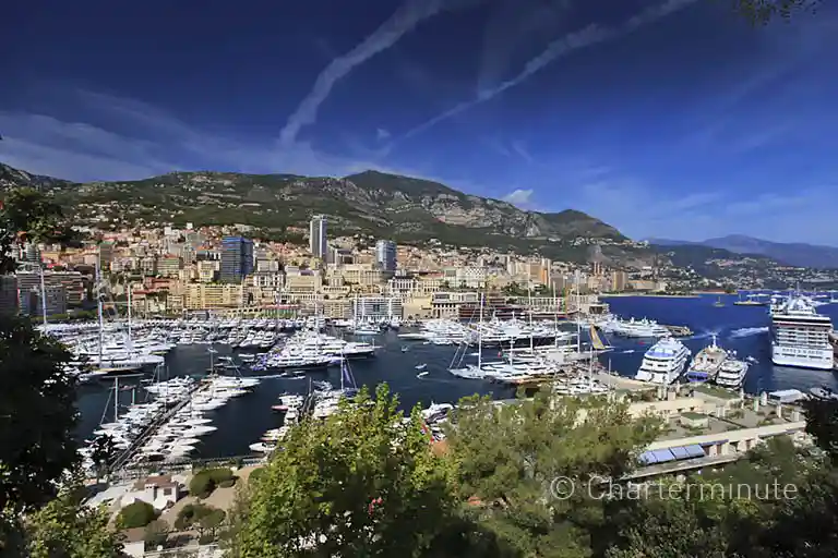 Superyacht docked in port Hercule Monaco