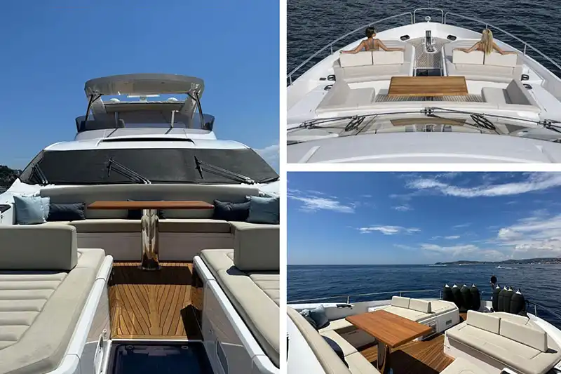 Foredeck on luxury Sunseeker yacht