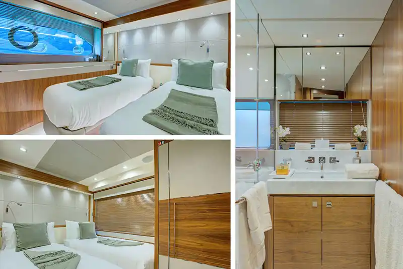Bright wooden yacht interior