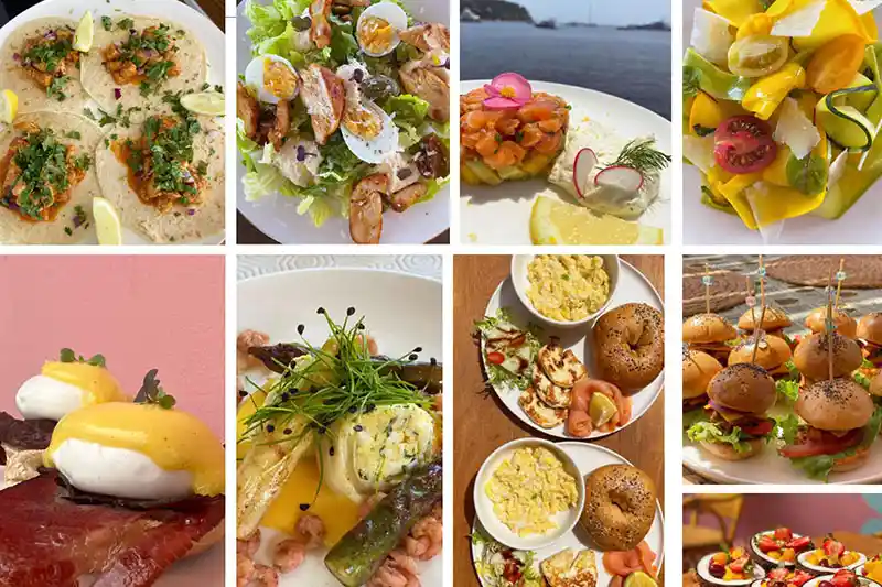 Gourmet food on luxury yacht