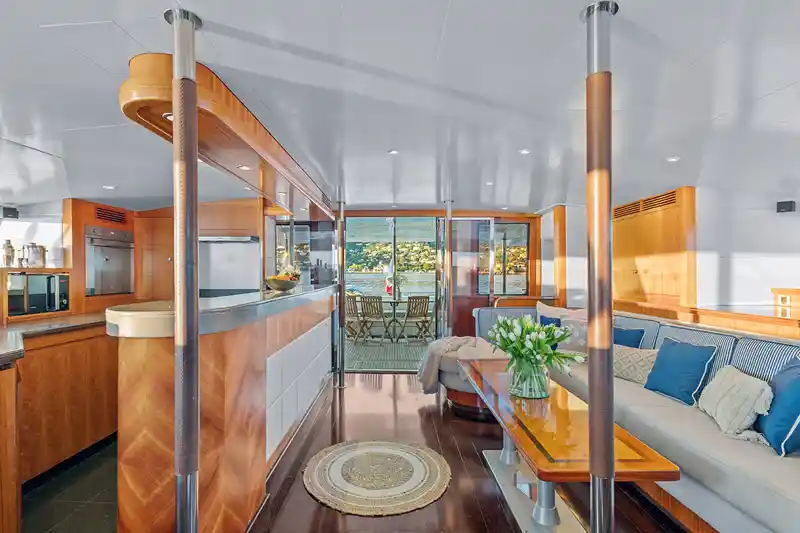 Luxury interior on Fountaine 65 catamaran
